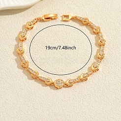 Латунные браслеты-цепочки с микропаве из прозрачных кубических цирконий для женщин&nbsp;OU1621-1