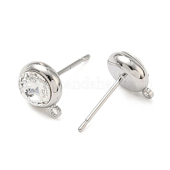 Фурнитура для сережек-гвоздиков из латуни с плоскими круглыми стразами&nbsp;XGR0099P-120P