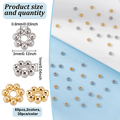 60 шт. 2-х цветные разделительные бусины из нержавеющей стали 304&nbsp;STAS-HY0001-49