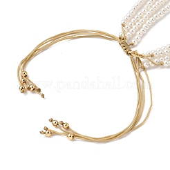 Регулируемый овальный пластиковый искусственный жемчуг кулон круглые бусины многорядные ожерелья для женщин&nbsp;NJEW-JN05348