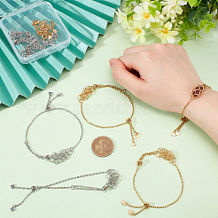 8шт 2 стиля регулируемый слайдер браслет из нержавеющей стали 304 изготовление&nbsp;AJEW-PH0011-83