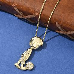 Ожерелья с подвесками из латуни с прозрачным кубическим цирконием&nbsp;LS-NJEW-M084-01G-01