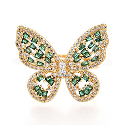 Регулируемые латунные кольца с микропаве из кубического циркония для женщин&nbsp;LS-KK-T074-04G