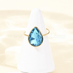 Кольца-манжеты из нержавеющей стали 304 со стеклянными вставками для женщин&nbsp;RJEW-K309-41A