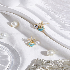 Асимметричные серьги со стразами и пластиковым жемчугом&nbsp;EJEW-LP0003-96A