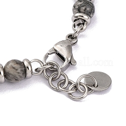 Браслет из круглых бусин из натурального камня-карты и синтетического гематита BJEW-P339-02P-02