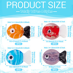 16шт 4 стиля ручной работы бусины лэмпворк&nbsp;LAMP-TA0001-94