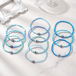 10 шт. эластичных браслетов из стеклянных бусин и смоляных бусин для женщин&nbsp;BJEW-MZ00262