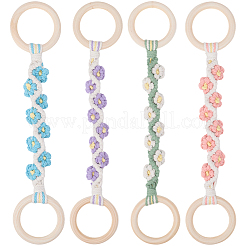 4шт. вешалка для полотенец из хлопчатобумажной нити 4 цветов с рисунком «ромашка»&nbsp;AJEW-CN0004-61