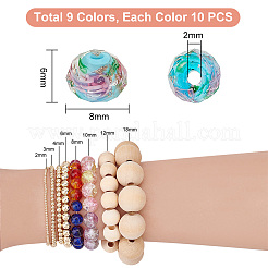 90шт 9 цвета ручной работы золотой песок бусины лэмпворк LAMP-PH0001-25