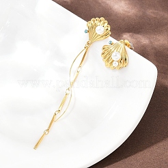 Серьги-гвоздики в форме ракушки из нержавеющей стали 304 со стразами&nbsp;LS-EJEW-A138-01G