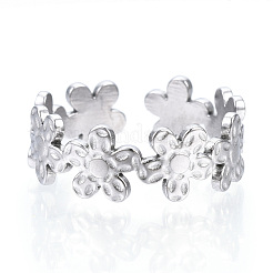 Кольцо-манжета с цветком из нержавеющей стали 304&nbsp;RJEW-N040-33