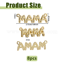 8 шт. подвески-коннекторы с надписью «мама» из латуни с микропаве из прозрачного кубического циркония на День матери&nbsp;KK-DC0004-96