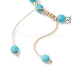 Регулируемые браслеты из оплетенных бусин из окрашенной синтетической бирюзы и жемчуга-ракушки BJEW-JB10513-02