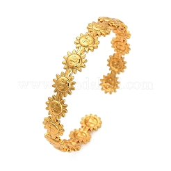 Браслеты-манжеты Sun 304 из нержавеющей стали с открытыми звеньями для женщин&nbsp;BJEW-A150-01G