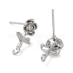 Серьги-гвоздики из латуни с микропаве из кубического циркония&nbsp;KK-K364-04P