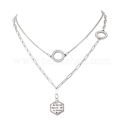 Кольцо из нержавеющей стали 304 с шестигранной подвеской&nbsp;NJEW-JN05311