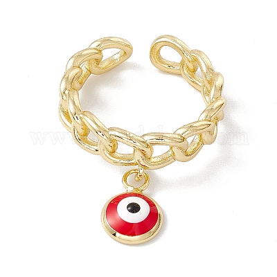 Эмалевый оберег от сглаза открытый браслет-манжета с эмалью RJEW-I086-06G-1