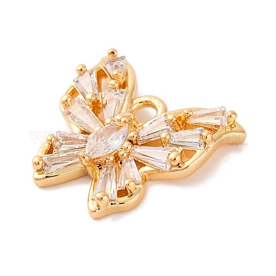 Латунные микропаве прозрачные подвески с фианитом KK-C076-18G-1