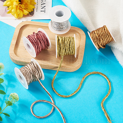 25 ярд двухцветного круглого полиэстерового шнура золотистого металлика&nbsp;OCOR-TA0002-58-1