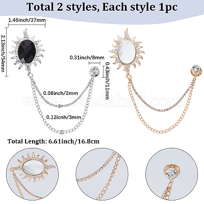 2 шт. 2 цвета мужской британский стиль цинковый сплав с английской булавкой со стразами&nbsp;JEWB-SP0001-04-1