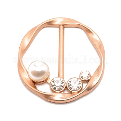 Плоские круглые пряжки из сплава с имитацией жемчуга JEWB-TAC0003-02B-1