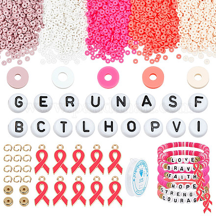 Наборы для самостоятельного изготовления браслетов из акриловых бусин и лент с символикой осведомленности DIY-PH0029-16-1