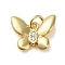 Brass Micro Pave Clear Cubic Zirconia Pendants, Butterfly, Real 18K Gold Plated, 12.5x15x3mm