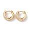 Cubic Zirconia Hoop Earrings, Real 16K Gold Plated Brass Jewelry for Women, Clear, 14.5x6mm, Pin: 1mm