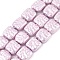 Electroplated Porcelain Beads Strands, Square, Purple, 13.5~15x13.5~15x6.5~7mm, Hole: 1.4mm, about 29pcs/strand, 15.59''~15.71''(39.6~39.9cm)