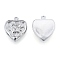 Brass Pendants, Cadmium Free & Nickel Free & Lead Free, Heart with Lotus, Platinum, 16x13x2mm, Hole: 1.2mm