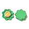 Opaque Resin Cabochons, Flower, Medium Sea Green, 25x23.5x7.5mm
