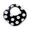 Printed Acrylic Pendants, Rhombus with Polka Dot Pattern, Black, 39x39x2mm, Hole: 1.6mm