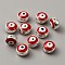 CCB Plastic Beads, with Double Side Enamel, Flat Round with Evil Eye, Red, 8x5mm, Hole: 1.5mm