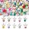 50Pcs 10 Colors Imitation Pearl Acrylic Pendants, Angel, with Alloy Hearted Wing Beads & Iron Flat Head Pins & Imitation Pearl, Angel, Mixed Color, 28mm, Hole: 2.6mm, 5pcs/color