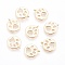 Brass Charms, Flat Round with Dog Paw Prints, Nickel Free, Real 18K Gold Plated, 14x12x1mm, Hole: 1mm