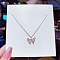 Stainless Steel Cable Chain Necklaces, Rhinestone Pendant Necklaces, Butterfly, 8.27~19.69 inch(21~50cm)