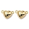 Rack Plating Alloy Magnetic Clasps, Cadmium Free & Lead Free, Heart, Long-Lasting Plated, Real 14K Gold Plated, 9.5x15x6.5mm, Hole: 1.4mm