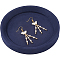 Solid Wood Covered with Velvet Jewelry Display Trays for Earrings Rings Necklaces Bracelets, Round, Midnight Blue, 14x1.9cm, Inner Diameter: 11.4cm