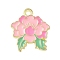 Alloy Enamel Pendants, Flower, Pink, 19.5x17x1.5mm, Hole: 1.8mm