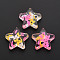 Translucent Acrylic Cabochons, with Polymer Clay, Star, Hot Pink, 25x25x8mm
