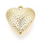 Textured Acrylic Pendants, Heart Charms, Gold, 41~41.5x40.5x21.5~22mm, Hole: 3mm
