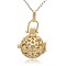 Golden Tone Brass Hollow Round Cage Pendants, with No Hole Spray Painted Brass Ball Beads, Silver, 35x25x21mm, Hole: 3x8mm