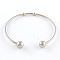 Tarnish Resistant 304 Stainless Steel Cuff Bangle Making, with 201 Stainless Steel Beads, Stainless Steel Color, 57mm