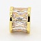 Clear CZ Jewelry Findings Brass Micro Pave Cubic Zirconia Beads, Grade AAA, Lead Free & Cadmium Free & Nickel Free, Octagonal Cylinder, Golden, 8x9x9mm, Hole: 3mm