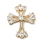 Brass Micro Pave Clear Cubic Zirconia Pendants, Cross, Rack Plating, Long-Lasting Plated, Lead Free & Cadmium Free, Real 18K Gold Plated, 36.5x26.5x4.5mm, Hole: 1.2mm