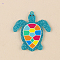 Ocean Theme Acrylic Pendants, with Glitter Powder, Turtle, 34.5x32.5x2mm, Hole: 1.4mm