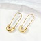 304 Stainless Steel Safety Pin Charm Huggie Hoop Earrings for Women, with 316 Surgical Stainless Steel Ear Pins, Golden, 29.5x10.5x3mm