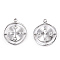 Non-Tarnish 304 Stainless Steel Pendants, Flat Round with Cross, Stainless Steel Color, 16x14x2mm, Hole: 1.5mm
