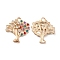Alloy Enamel Pendants, with Rhinestone, Tree of Life Charms, Light Gold, 21x19x3mm, Hole: 2mm